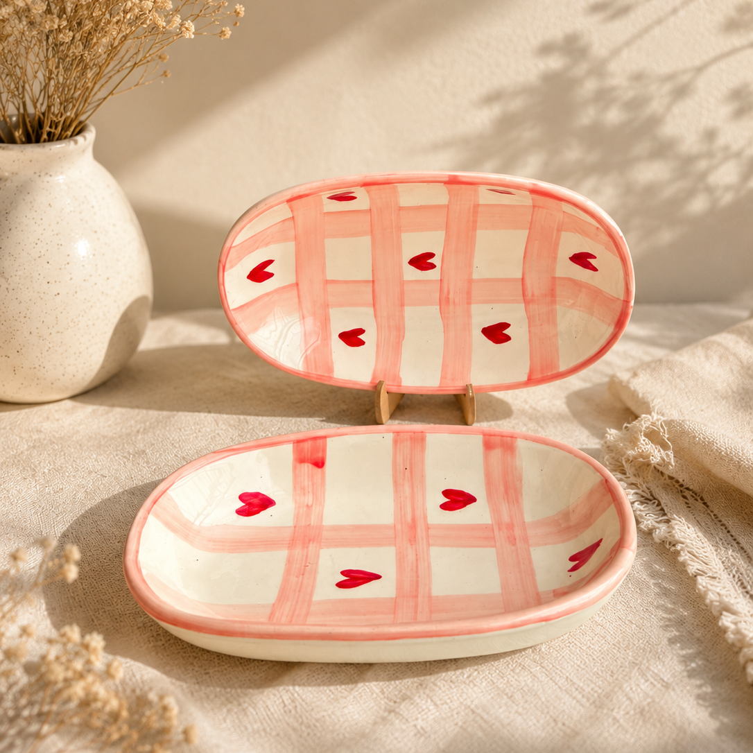 Heartline Platter, handmade ceramic plate
