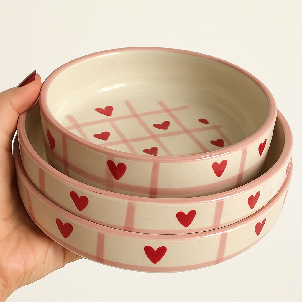 Set of 3 Heart bowls
