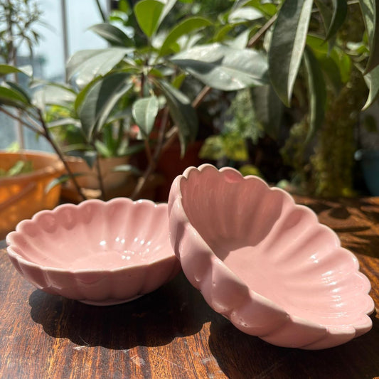 Floral Pink Bowl, handmade ceramic bowl in pink