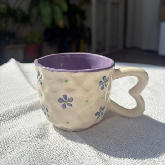 White Purple Mug, handmade ceramic mug in purple