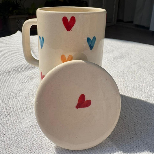 Kranti Mug with Lid, handmade ceramic mug in white, view 2
