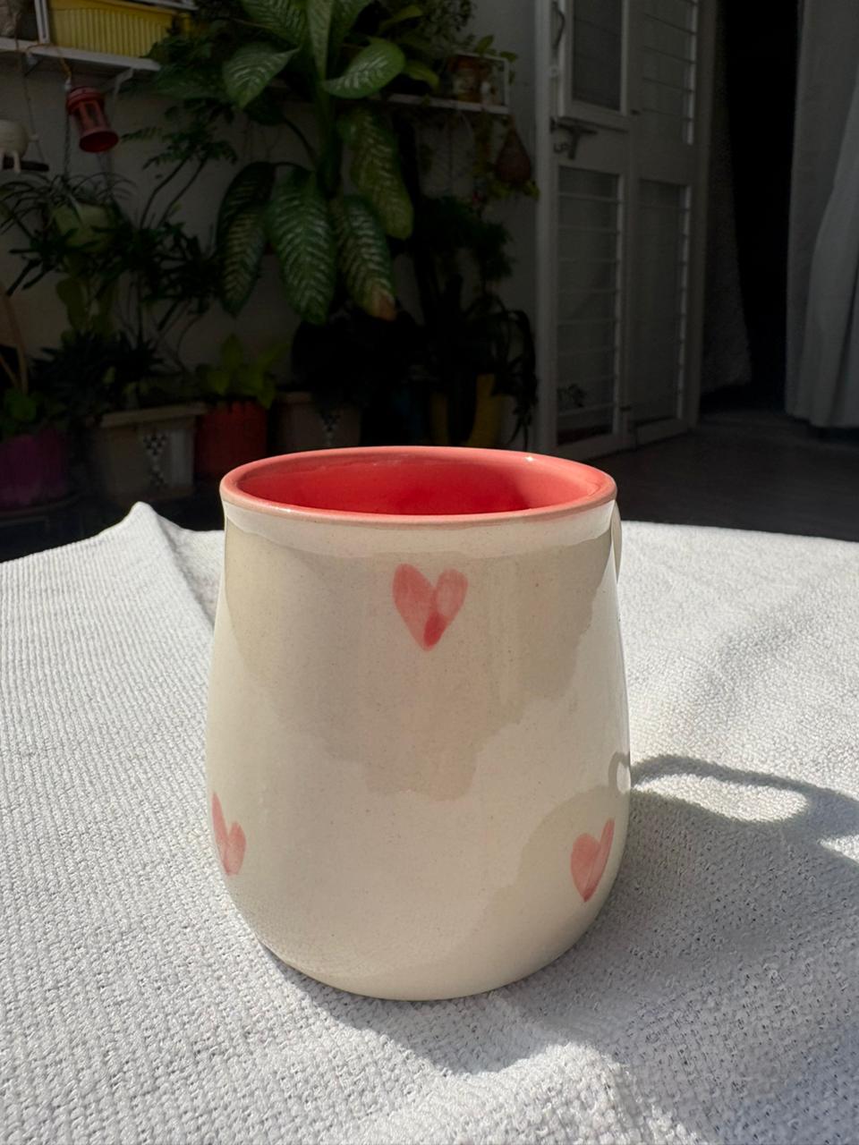 White Mug with Pink Hearts