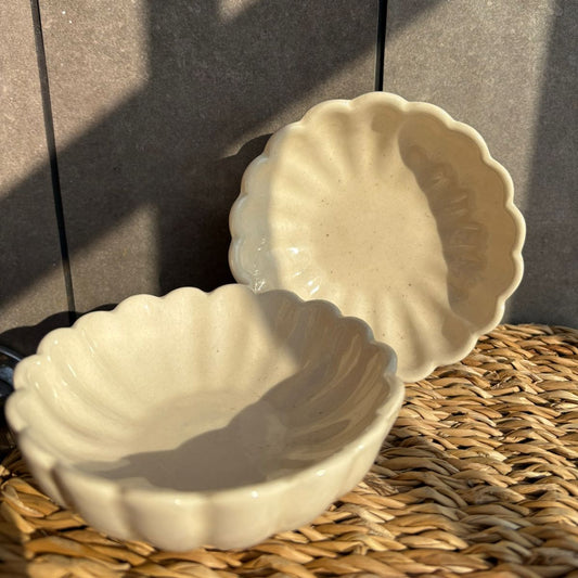 Floral Beige Bowl, handmade ceramic bowl in beige