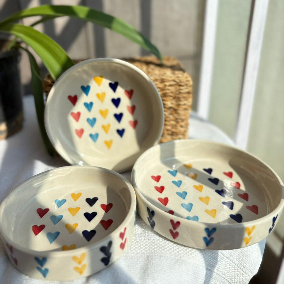Multicolor Heart Set of 3 Bowl