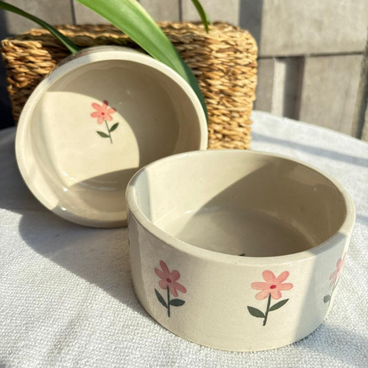 Pink Flower Bowl, handmade ceramic bowl in pink, view 2