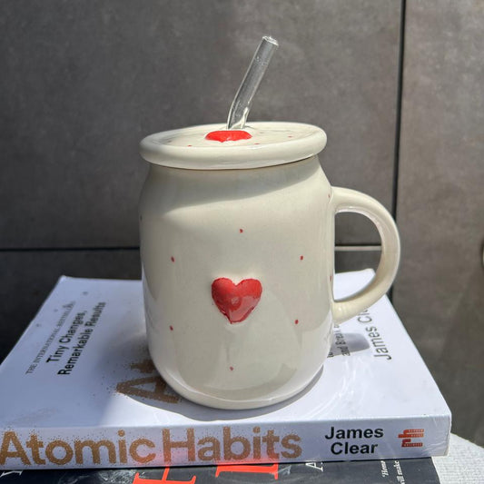 Love Airtight Sipper, handmade ceramic mug in white