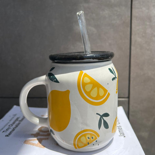 Lemon Airtight Sipper, handmade ceramic mug in yellow
