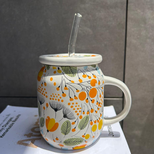 Orange Airtight Sipper, handmade ceramic mug in orange