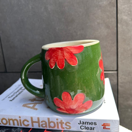 Green Mug, handmade ceramic mug in green