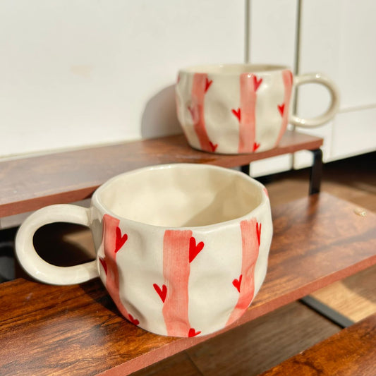Love Scribbles Mugs (Set of 2), handmade ceramic mug in pink