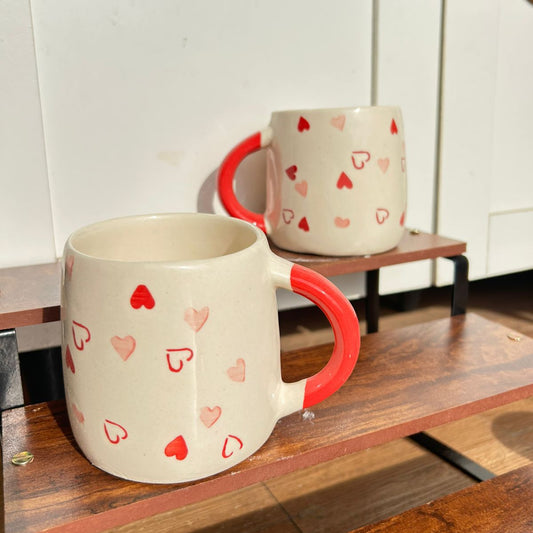 Love all Around mugs (Set of 2), handmade ceramic mug in pink