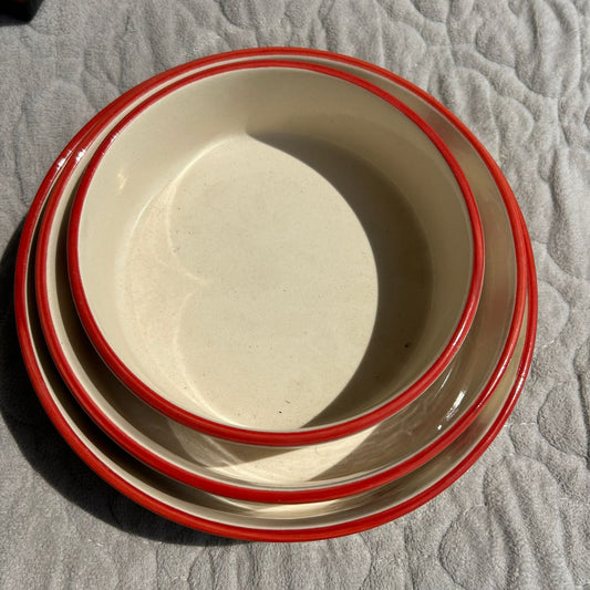 Strawberry set, handmade ceramic bowl in red, view 2