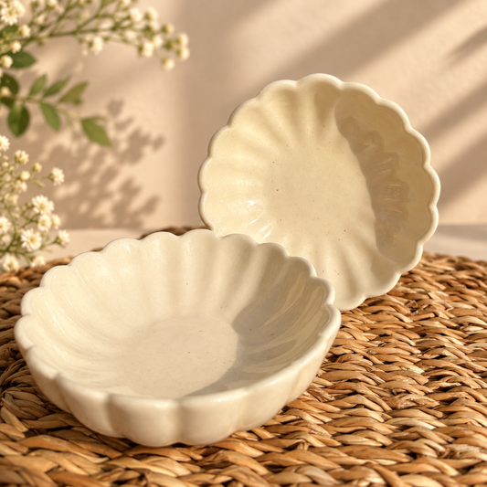 Beige Bloom Bowl (Set of 2)