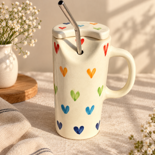 Multicolor Heart Sipper with Straw