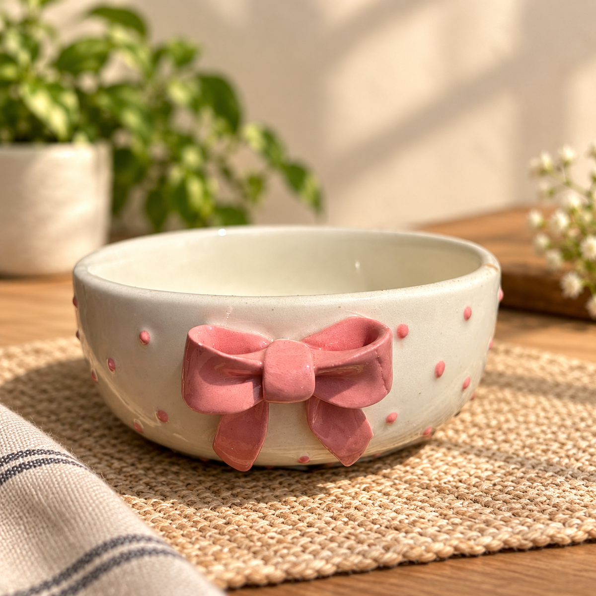 Pink Bow Bowl