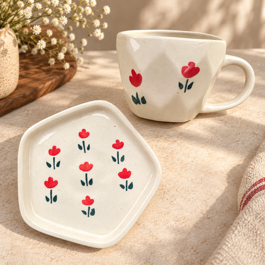 Ruby Blossom Cup & Saucer