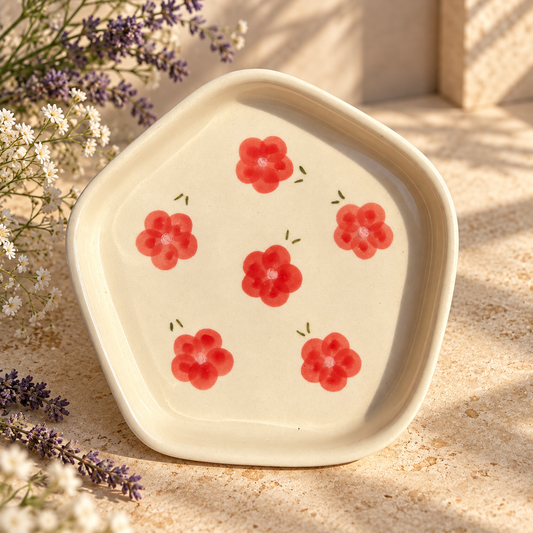 Red Bloom Snack Plate