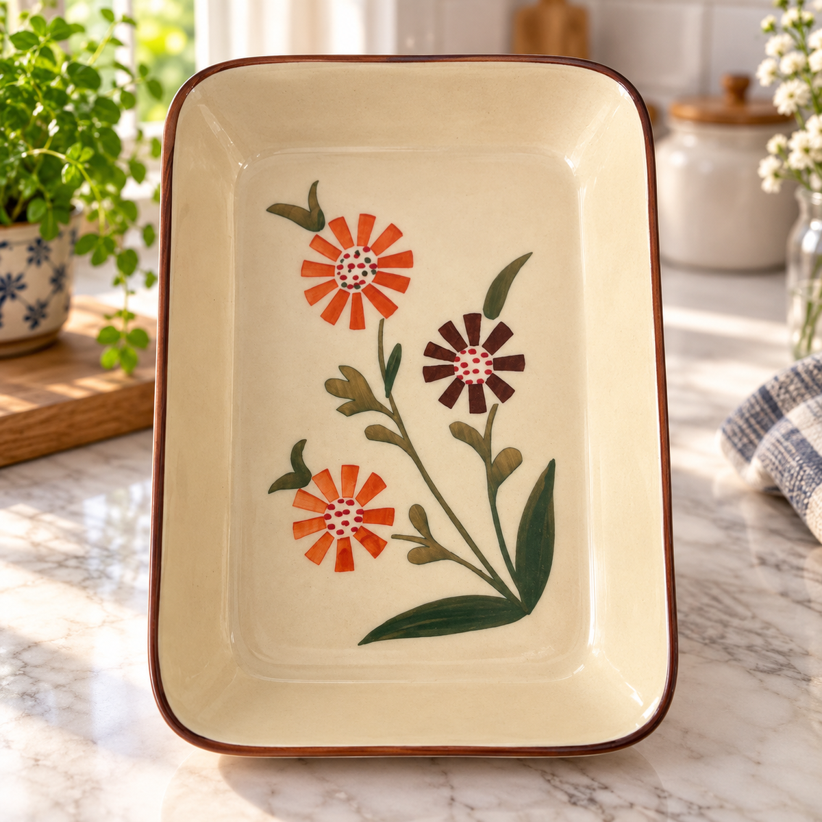 Floral Baking/ Serving Tray