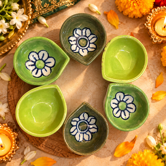 Bloom &amp; Glow Ceramic Diya Set