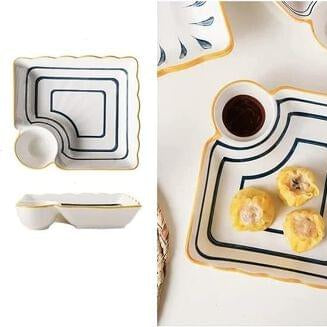Snack Plate, handmade ceramic gift set in blue, view 2