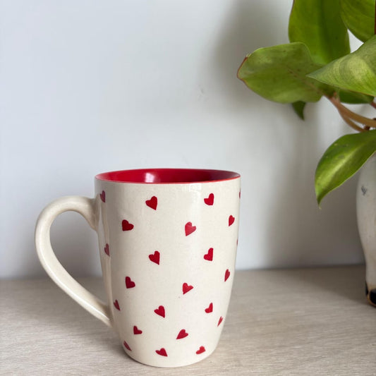 White Mug Red Hearts