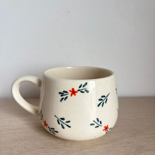 Red Flower White Mug