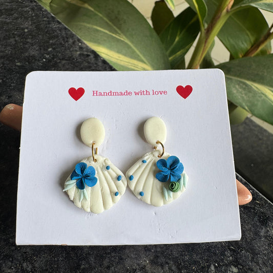 White Blue Earings