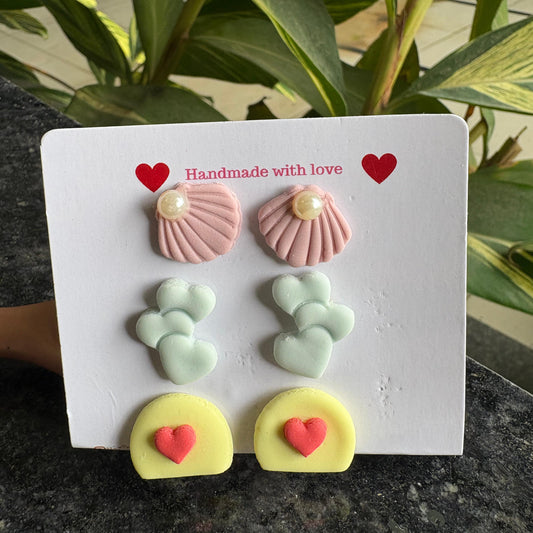 Set of 3 (Shell, Heart, Yellow heart)