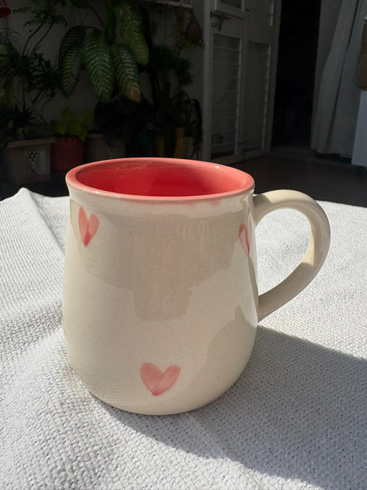 White Mug with Pink Hearts