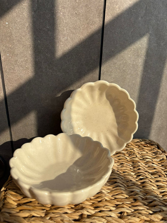 Floral Beige Bowl, handmade ceramic bowl in beige, view 2