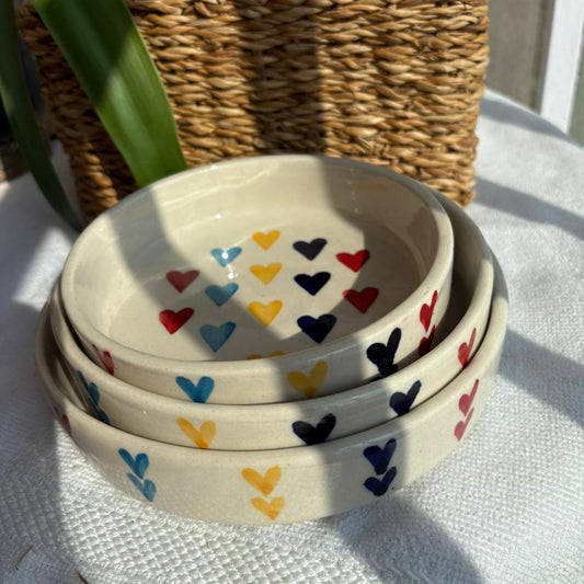 Multicolor Heart Set of 3 Bowl