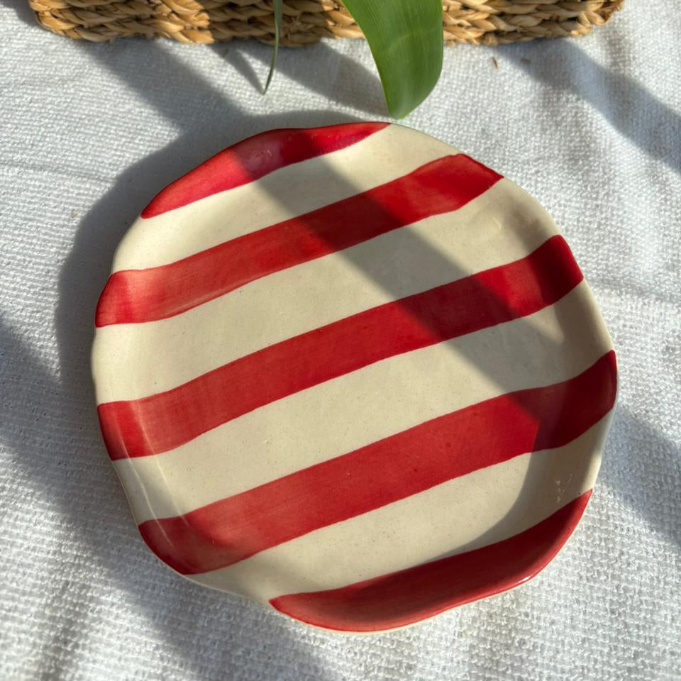 Red White Snack Plate