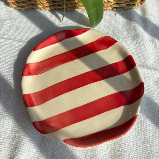 Red White Snack Plate