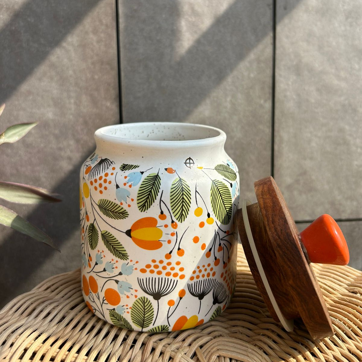 Orange Floral Jars Set of 2