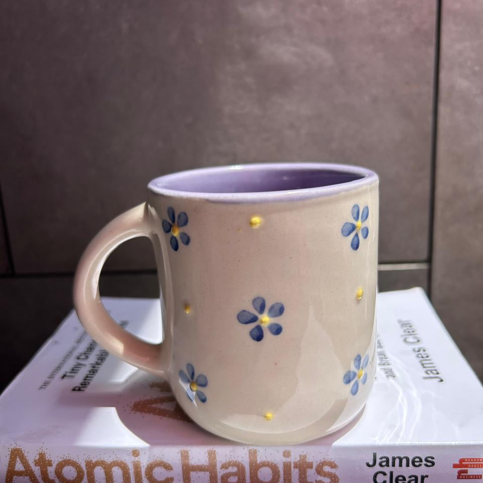 White Purple Floral Mug