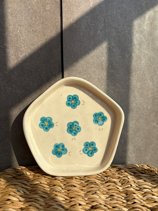 Pink Flower Snack Plate, handmade ceramic plate in pink, view 2