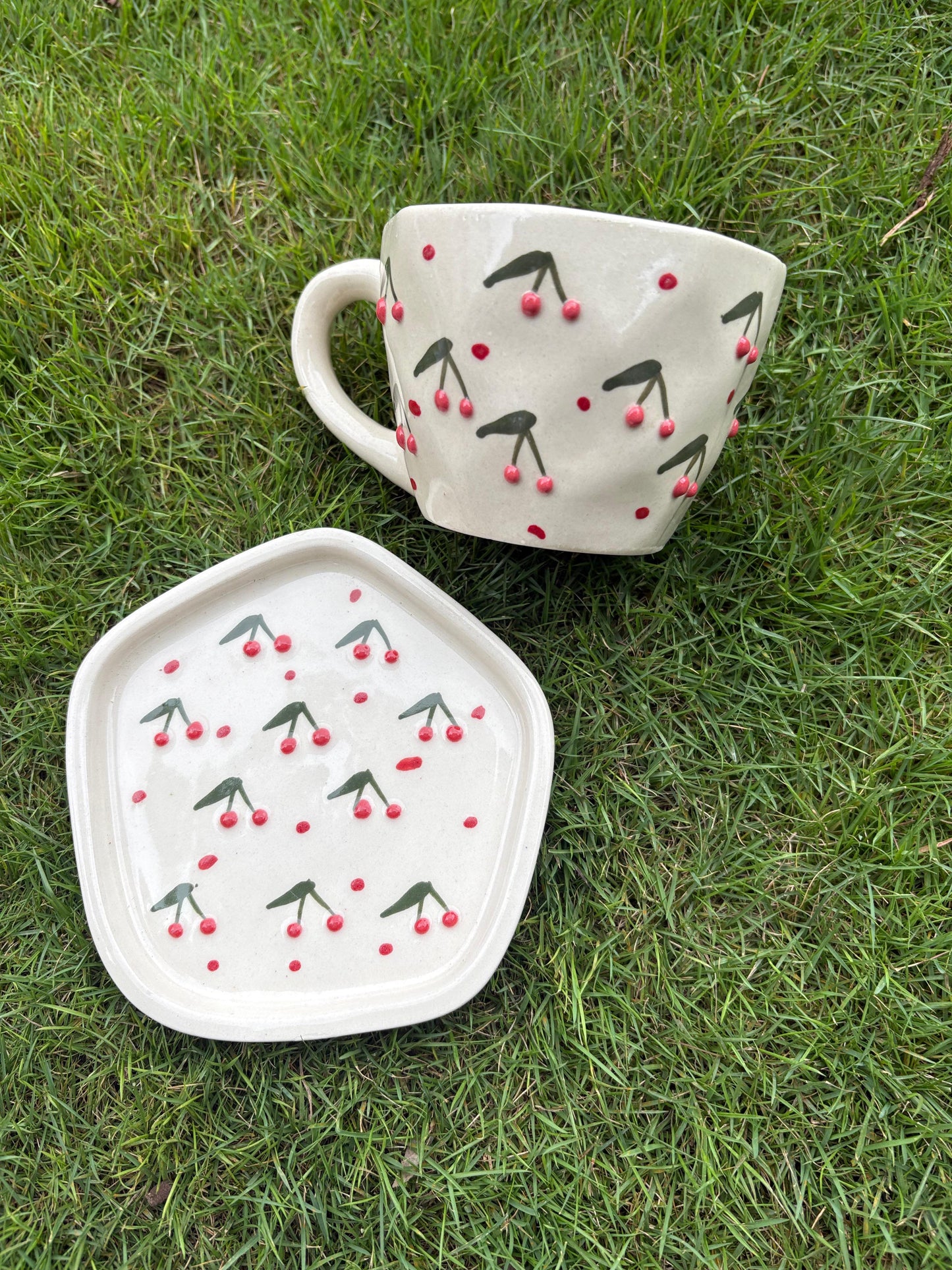 Cherry diamond Cup and Saucer