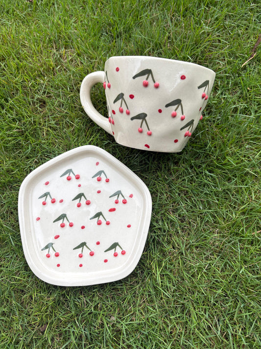 Cherry diamond Cup and Saucer