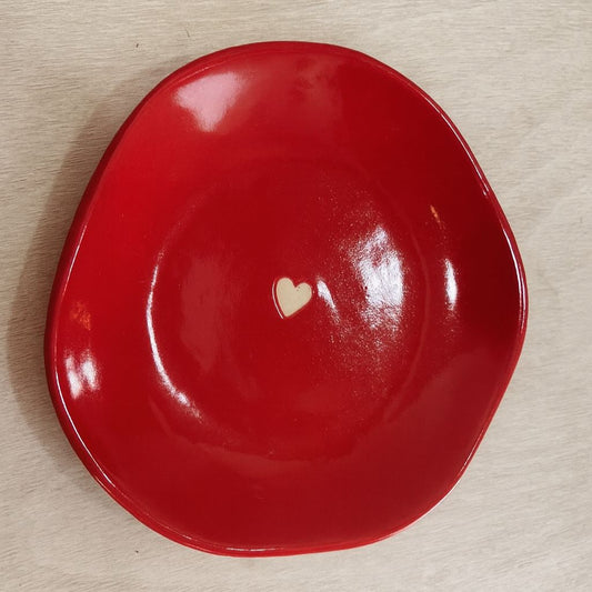 Red Snack Plate, handmade ceramic plate in red, view 2