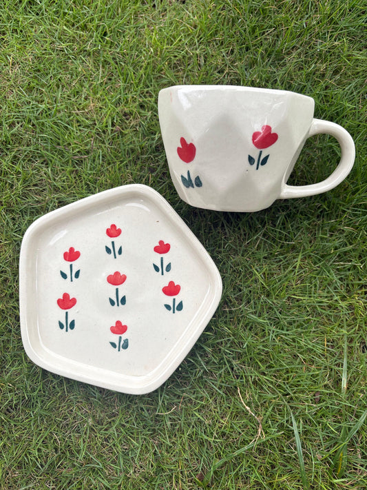 Red Flower cup and saucer