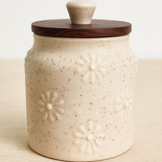 White Airtight Jar, handmade ceramic storage jar in white, view 2